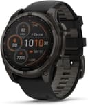 Garmin fenix 8 47 mm, Solar, Sapphire Karbon Gri DLC Titanyum, Siyah/Gri Silikon Kayışlı, Akıllı Saat