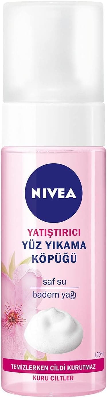 NIVEA Yüz Yıkama Köpüğü Yatıştırıcı 150 ml, Kuru Ciltler, Derinlemesine Yüz Temizleme, Doğal Badem Yağı ile Cilt Bakım