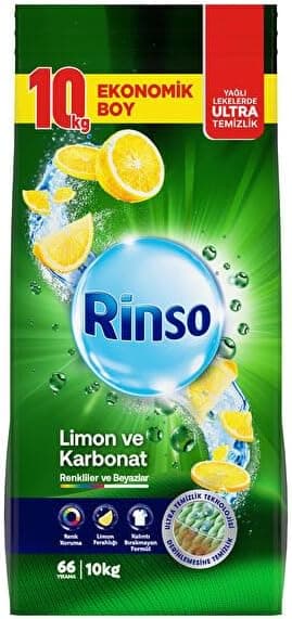 Rinso Toz Çamaşır Deterjanı Limon ve Karbonat Renkliler ve Beyazlar İçin 10 KG