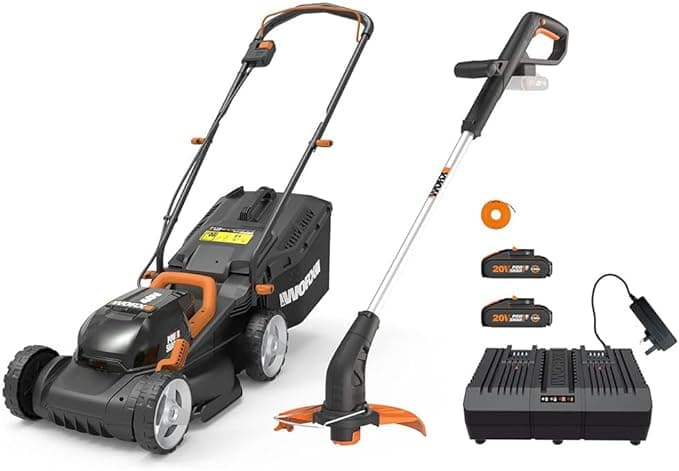 WORX WG927E 40Volt 2.0Ah. Li-ion 34cm Profesyonel Şarjlı Çim Biçme + WG157E.9 20Volt 25cm Misinalı Çim ve Kenar Kesme