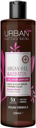 Urban Care Argan Oil & Keratin Besleyici ve Kırılma Karşıtı Saç Bakım Şampuanı, 350 Mililitre, Vegan