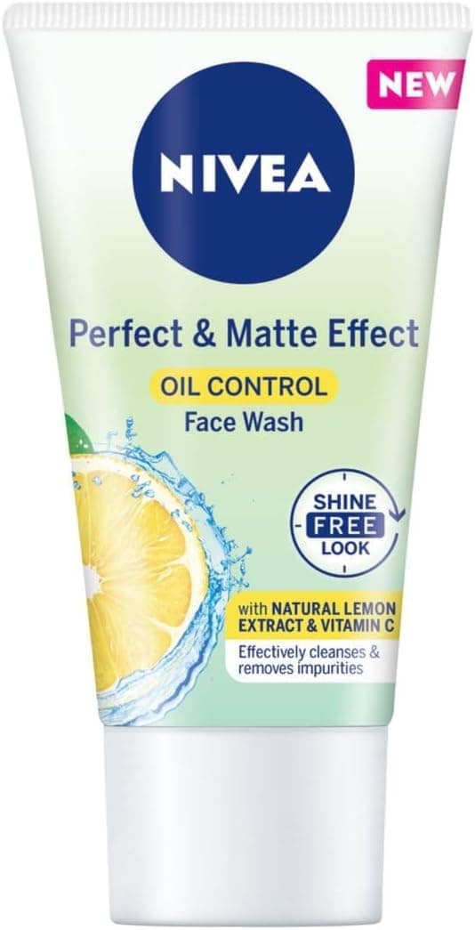NIVEA Perfect&Matte Yüz Temizleme Jeli 50 ml, C Vitamini, Limon Özü, Matlaştırıcı Etki, Parlama Kontrolü