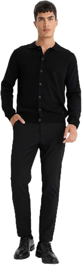 DeFacto%100 Pamuk Standart Fit Polo Yaka Triko Hırka