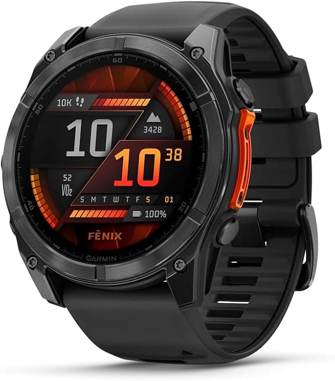 Garmin fenix 8 51mm, AMOLED Slate Gri, Siyah Silikon Kayışlı, Akıllı Saat