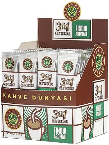 Kahve Dünyası 3'ü 1 Arada Fındık Aromalı Hazır Kahve 40'lı Paket (18 Gr x 40 Adet)