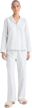 DeFacto Pijama Takımı Regular Fit Çizgili Uzun Kollu Üst Uzun Alt-Fall in Love