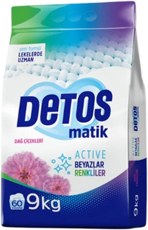 Detos Active Beyaz ve Renkliler Matik Deterjan 9 kg