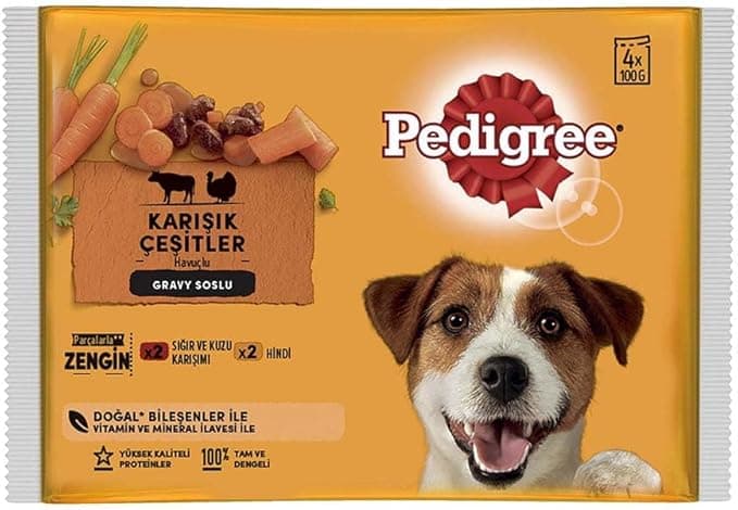 Pedigree Etli Seçenekleri 4'lü Poşet Paket Yaş Mama 400 Gram