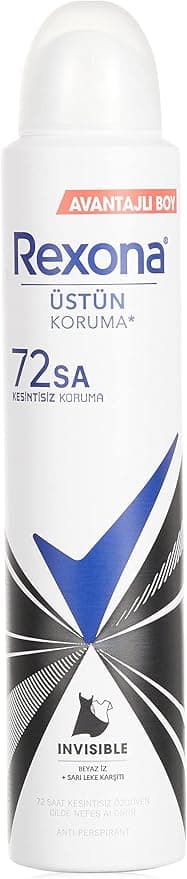 Rexona Kadın Sprey Deodorant Invisible Beyaz İz Sarı Leke Karşıtı 72 Saat Kesintisiz Üstün Koruma 200 ml