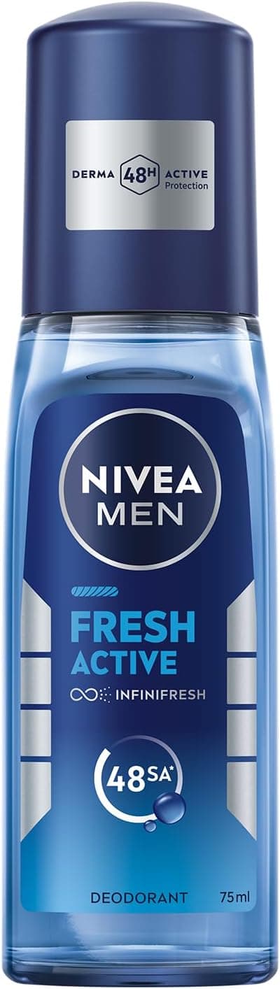 NIVEA MEN Erkek Pump Sprey Deodorant Fresh Active 75ml, Ter Ve Ter Kokusuna Karşı 48 Saat Koruma