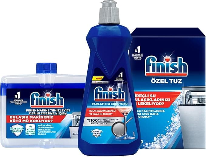 Finish Temizlik ve Bakım Seti (Parlatıcı 400 ml + Makine Temizleyici Sıvı 250 ml + Tuz 500 g)