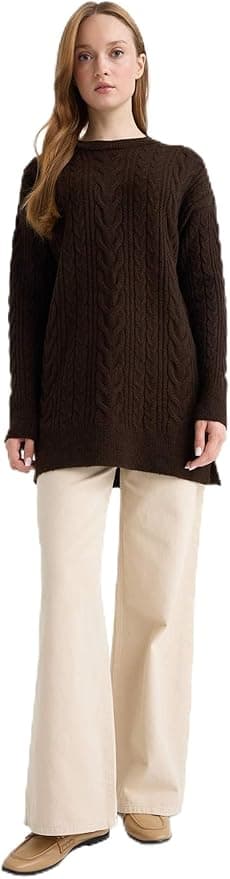 DeFacto Relax Fit Bisiklet Yaka Triko Tunik