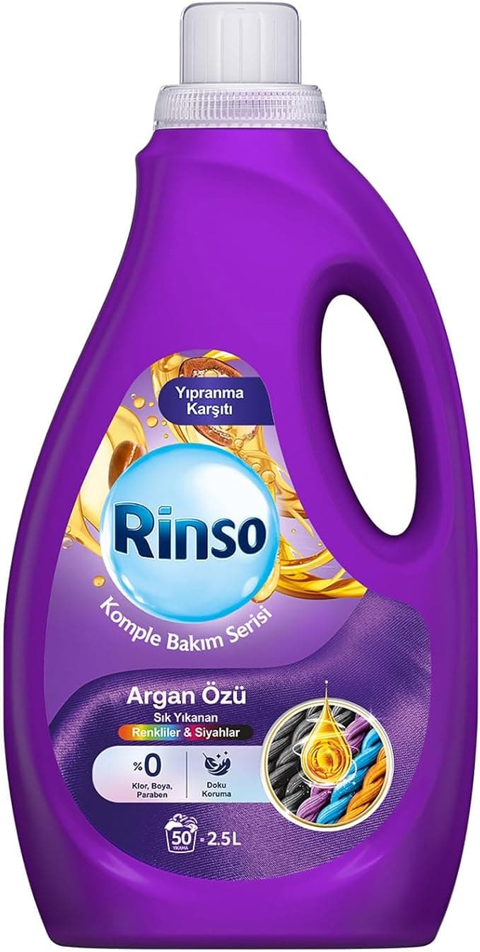Rinso Sıvı Çamaşır Deterjanı Komple Bakım Serisi Argan Özü Renkliler ve Siyahlar İçin 2.5 L