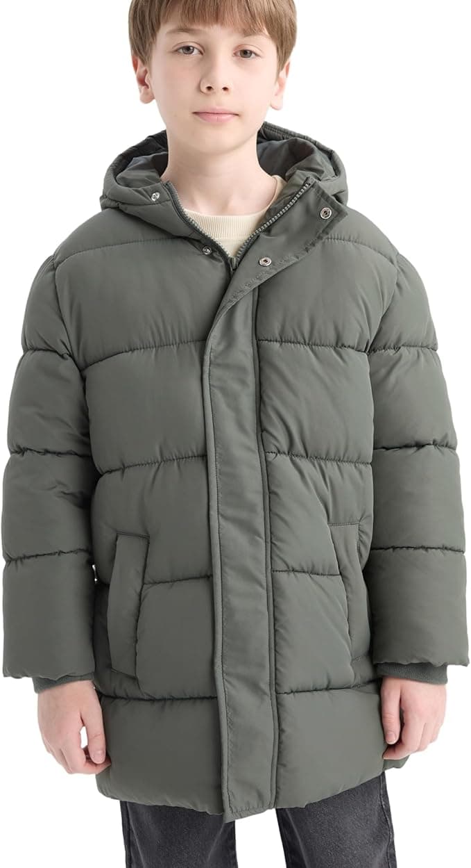 DeFacto Erkek Çocuk Su Geçirmez Kapüşonlu Fermuarlı Parka