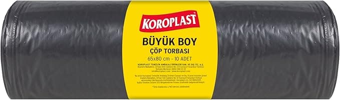 Koroplast Ofis ve İşyeri İçin Büyük Boy Çöp Torbası 65x80cm 10 Adet