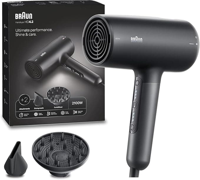Braun BRHD425E HD4.2 IONTEC Difüzörlü Saç Kurutma Makinesi, 2 Başlıklı, 2100W