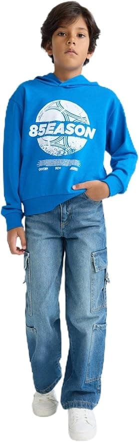 DeFacto Erkek Çocuk Kapüşonlu Baskılı Sweatshirt