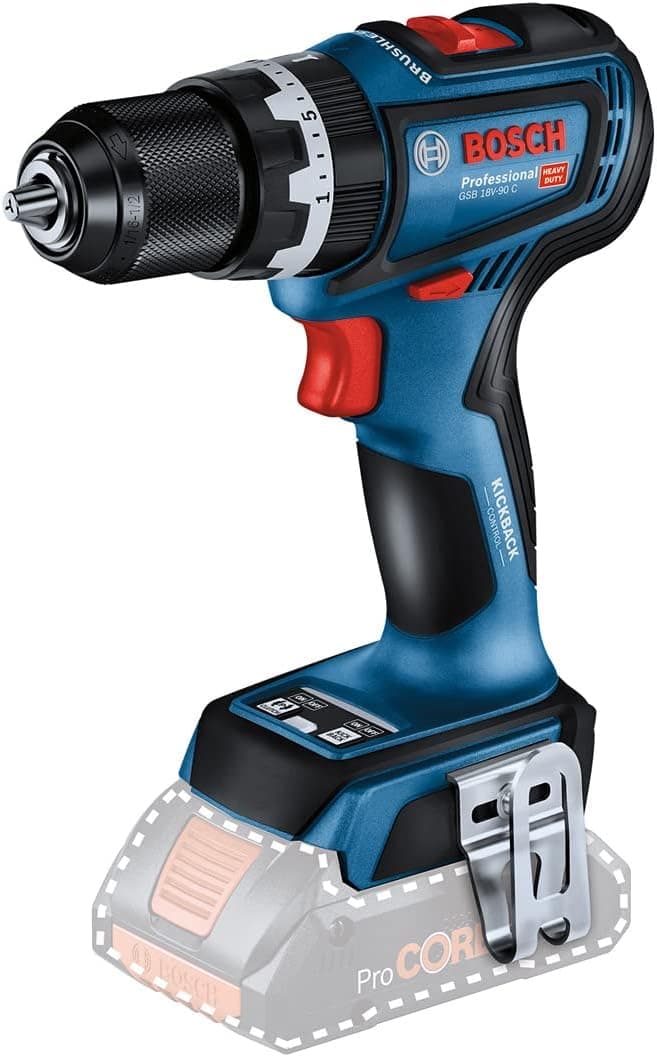 Bosch Professional GSB 18V-90 C Akülü Darbeli Delme Vidalama Makinesi (18 Volt, SOLO, Yumuşak/Sert Tork: 36/64 Nm; Karton Kutuda, Akü ve şarj Cihazı Dahil Değildir)