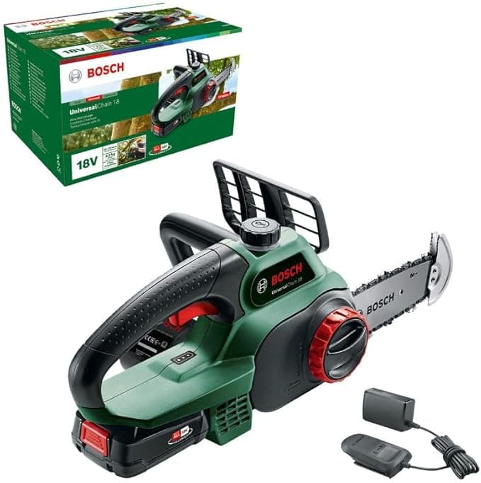 Bosch Home and Garden EasyChain 18 Akülü Zincirli Ağaç Kesme Makinesi, Yeşil, 18 V, 1 Akü, 20 cm Pala Uzunluğu, 13.5 cm Kesme Uzunluğu