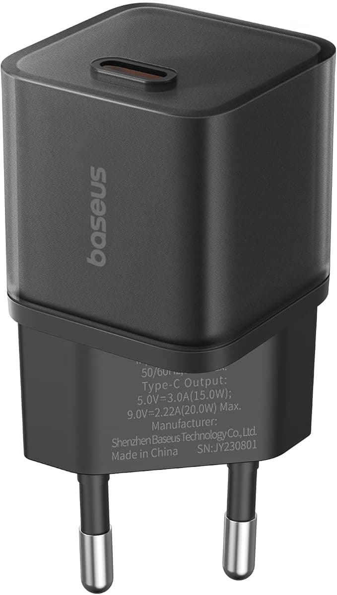 OS-Baseus GaN5S Hızlı Şarj Adaptörü 1C, 20W EU, Siyah