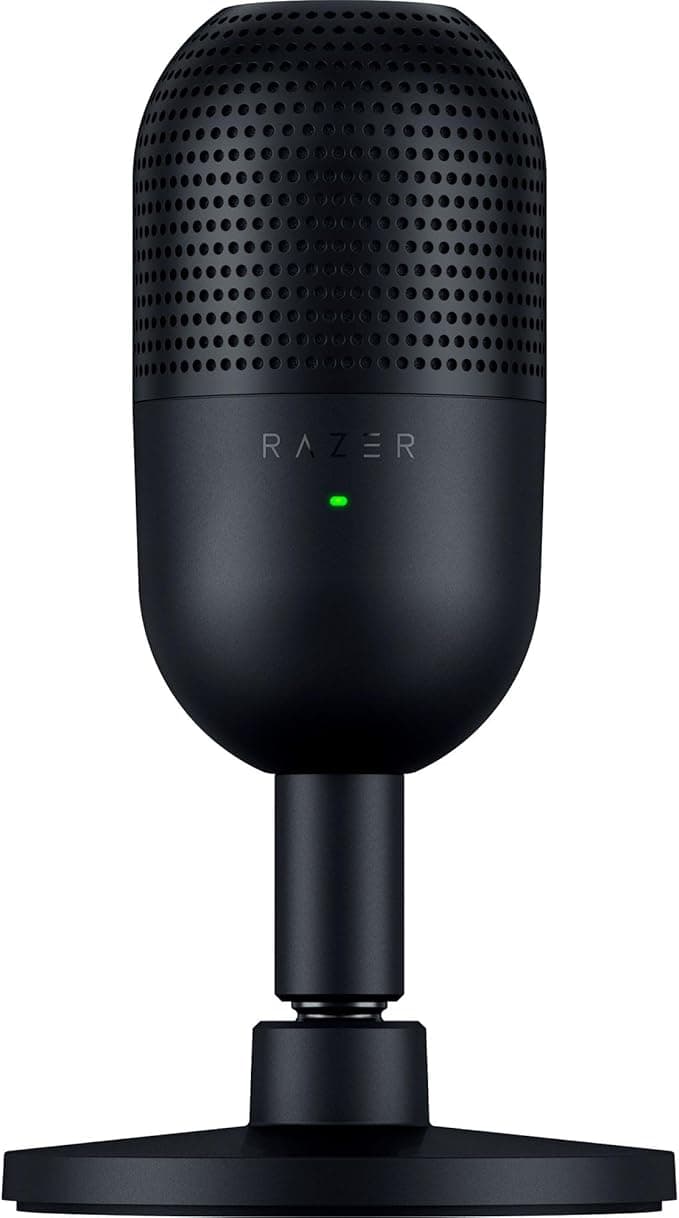 Razer Seiren V3 Mini - Ultra Kompakt USB Mikrofon (14mm Kondenser Mikrofon, Kardioid Alma Deseni, LED Göstergeli Dokunarak Sessize Alma Sensörü, Dahili Amortisör, Tak ve Çalıştır) Siyah