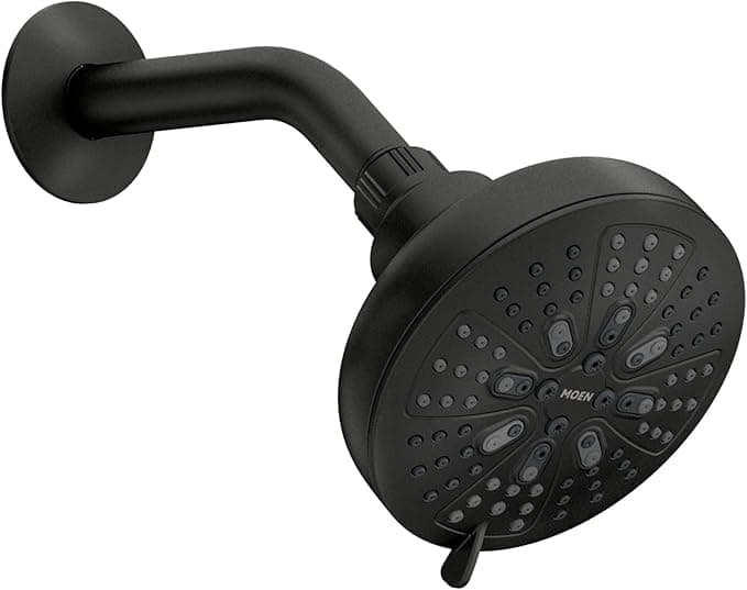 Moen 200W0BL Hydro Energetix Sekiz Fonksiyonlu 12,7 cm Çap Sprey Başlığı Standart, Mat Siyah