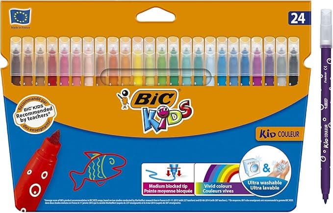 BIC Kids Kid Couleur Keçeli Boya Kalemi, 24'lü Kutu