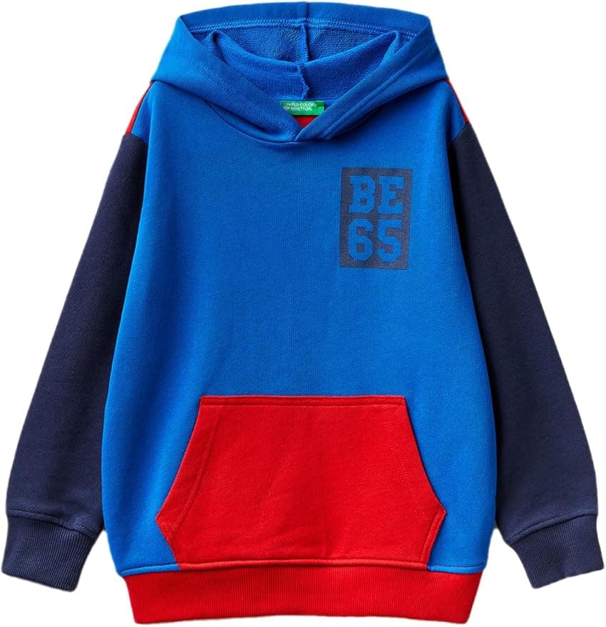 United Colors of Benetton Erkek Çocuk Logo Baskılı Bloklu Sweatshirt