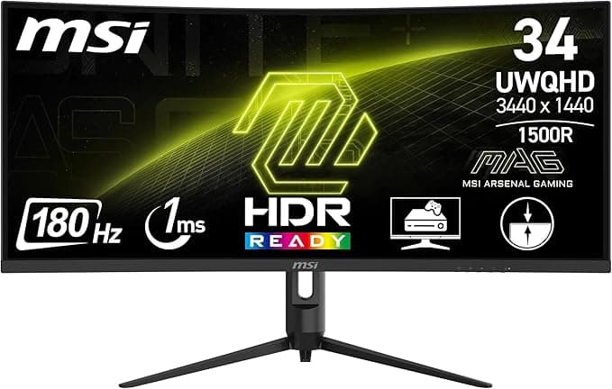 MSI 34 MAG 342CQR E2 Gaming Monitör, UWQHD, 21:9, Curve 1500R, VA, 180Hz 1ms, Freesync Premium