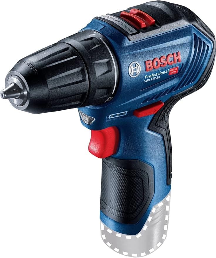 Bosch Professional GSR 12V-30 Akülü Delme Vidalama Makinesi (12 Volt, SOLO, Yumuşak/Sert Tork: 18/30 Nm; Karton Kutuda)