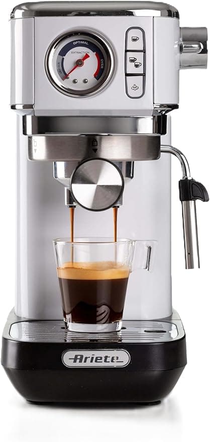 Ariete Moderna Slim Espresso Makinesi Beyaz 1381/14 - Espresso Makinesi, Öğütülmüş Kahve ve ESE Pod Kahve ile Uyumlu, 1300 Watt, 1,1 Lt Su Tankı, 15 Bar Basınç, Maxi Cappuccino Cihazı