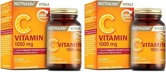 Nutraxin Vitals Vitamin C 1000 mcg 30 Tablet Takviye Edici Gıda (2 paketi)