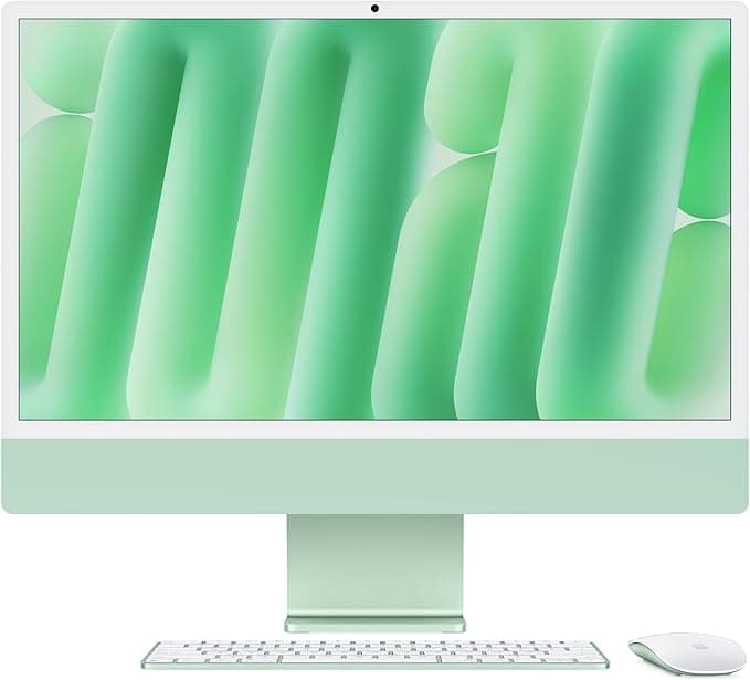 Apple M4 çipli iMac Hepsi-Bir-Arada Masaüstü Bilgisayar: 8 çekirdekli CPU, 8 çekirdekli GPU, 24 inç Retina Ekran, 16 GB Birleşik Bellek, 256 GB SSD Depolama, Uyumlu Aksesuarlar. Yeşil