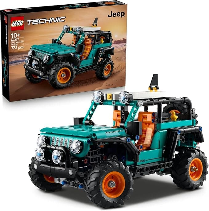LEGO Technic Jeep Wrangler Rubicon SUV 42227-10 Yaş ve Üzeri Çocuklar için Oyuncak Lastik Ördek ve Çıkarılabilir Sörf Tahtası Aksesuarı İçeren Yaratıcı Oyuncak Yapım Seti, Hediye Fikri (723 Parça)