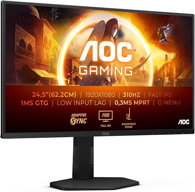 AOC 25G4SXU 24,5" 310 Hz 0,3 ms GSync Pivot Yükeklik Ayarlı HDR400 Fast IPS Oyuncu Monitörü