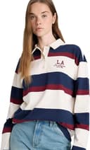 DeFacto Oversize Geniş Kalıp Polo Yaka Çizgili Baskılı Sweatshirt