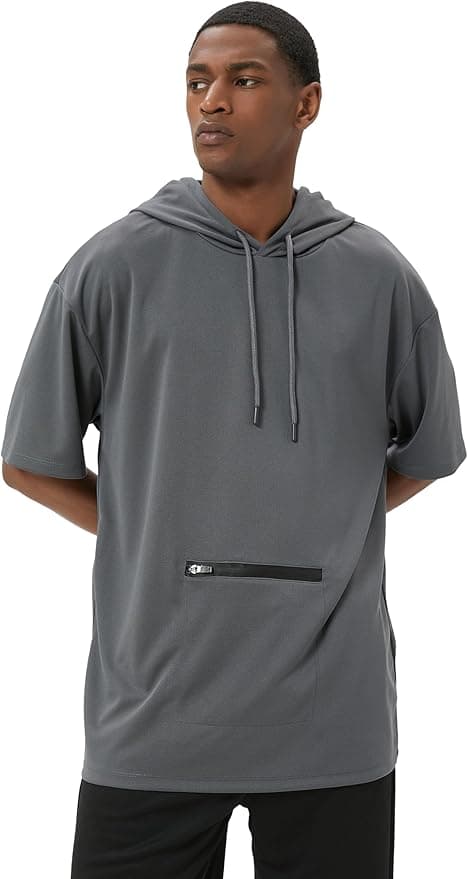 Koton Erkek Spor Tişört Kapşonlu Kolsuz Dikiş Detaylı Tişört