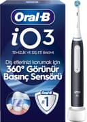 Oral-B iO - 3 Siyah Şarjlı/Elektrikli Diş Fırçası, 1 Diş Fırçası Başlığı, Braun Tasarımı