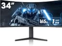 KOORUI Monitör 34E6UC 34 inç, 165Hz/, UWQHD, 3440 * 1440, 1ms, Adaptive Sync, monitörler, gaming, HDMI2.1 * 2, DP1.4 * 1, Eğilmek,-5~20°/-15~15°, Yukarı ve aşağı, VESA，HDR400, 75 * 75mm, Siyah