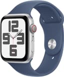 Apple Watch SE (2. nesil) GPS + Cellular 44 mm Gümüş Rengi Kasa Akıllı Saat ve Kot Rengi Spor Kordon - M/L. Fitness ve Uyku Takibi, Trafik Kazası Algılama, Kalp Atış Hızı Takibi, Retina Ekran