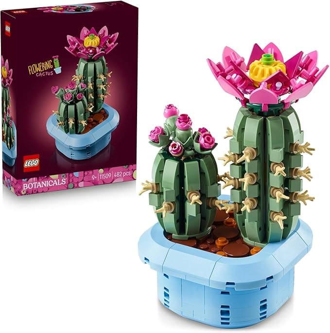 LEGO Botanicals Çiçekli Kaktüs 11509 - Tam Çiçek Açmış Büyük Kaktüs ve Tomurcuklara Sahip Küçük Kaktüs İçeren Sevgililer Günü'ne Özel Çiçek Yapım Seti (482 Parça)