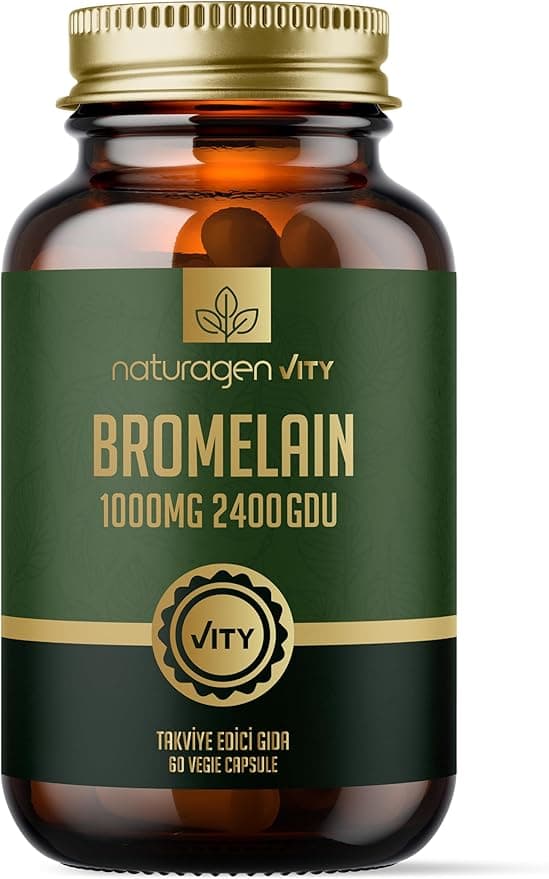 Naturagen Bromelain 1000 mg – 2400 GDU – 60 Kapsül | Ananas Kaynaklı Enzim | Takviye Edici Gıda