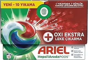 Ariel Hepsi1Arada PODS Oxi Extra Leke Çıkarma Kapsül Çamaşır Deterjanı Beyazlar ve Renkliler 10 Yıkama