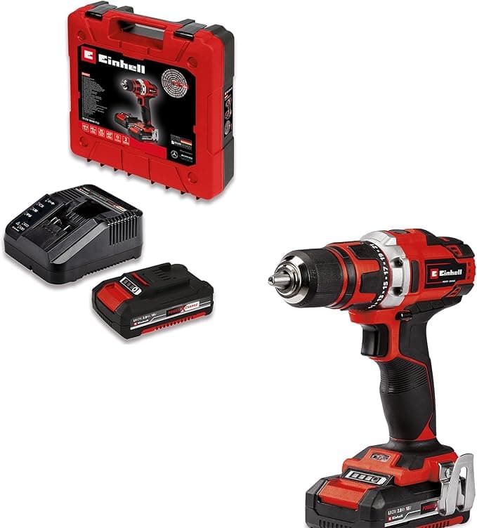 Einhell Akülü Vidalama TE-CD 18/40-1 Li Kit Power X-Change (18 V, 40 Nm, 13 mm mandren, 2 hız, 21 tork kademesi + delme ayarı, 2 x 2.0 Ah akü ve şarj cihazı dahil)