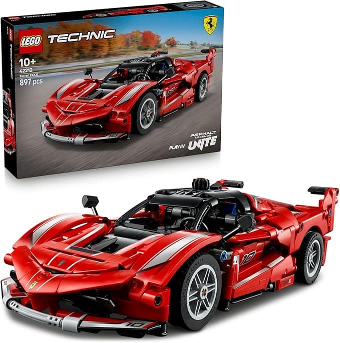 LEGO Technic Ferrari FXX K 42212 – 10 Yaş ve Üzeri Çocuklar için STEM'e İlgi Uyandıran Model Araba Oyuncak Yapım Seti, Spor Araba Tutkunları İçin Yaratıcı Hediye Fikri ve Eğitici Oyun (897 Parça)