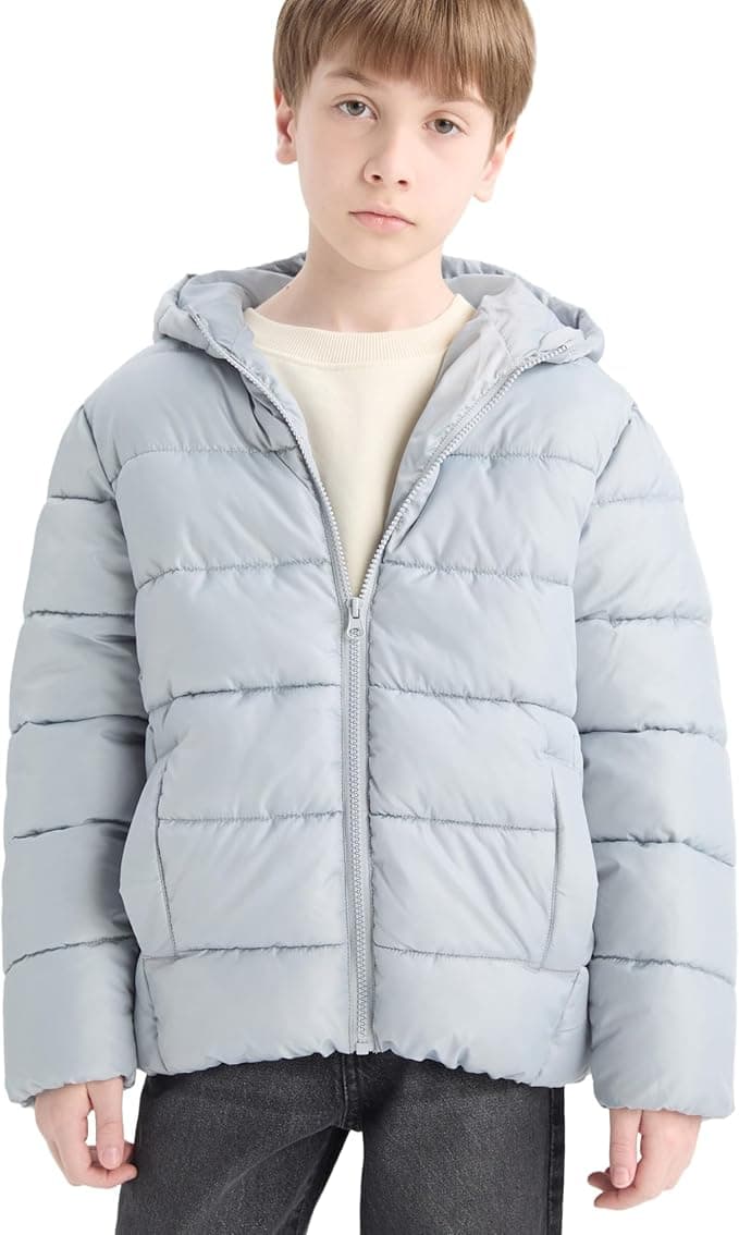DeFacto Erkek Çocuk Su İtici Kapüşonlu Fermuarlı Şişme Mont