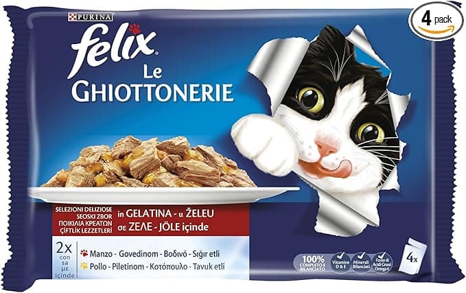 Felix Multipack Sığır Etli ve Tavuklu Yetişkin Yaş Kedi Maması 4x85gr