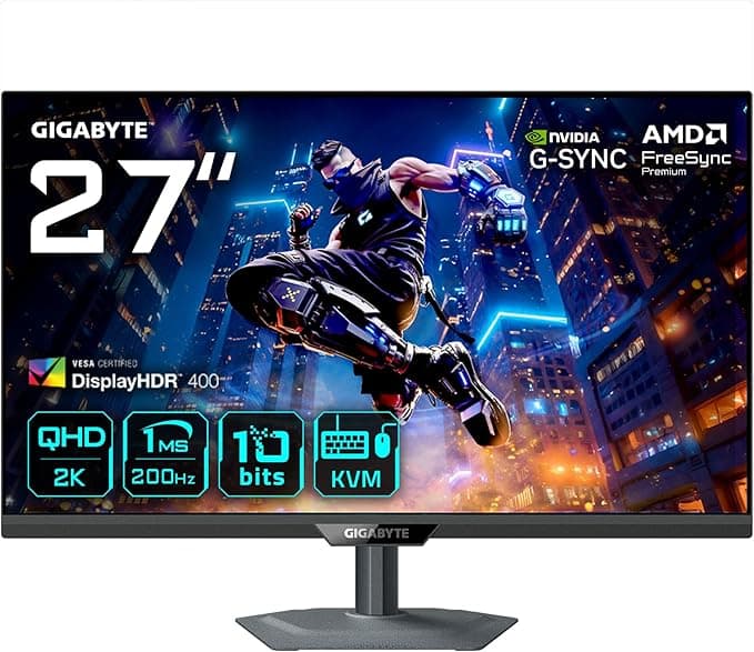 GIGABYTE M27Q2 QD 27" QHD SS IPS Gaming Monitör, 200Hz (OC 210Hz) 1ms GTG, 99% DCI-P3, DisplayHDR 400, USB-C (18W PD), Ergonomik Stand