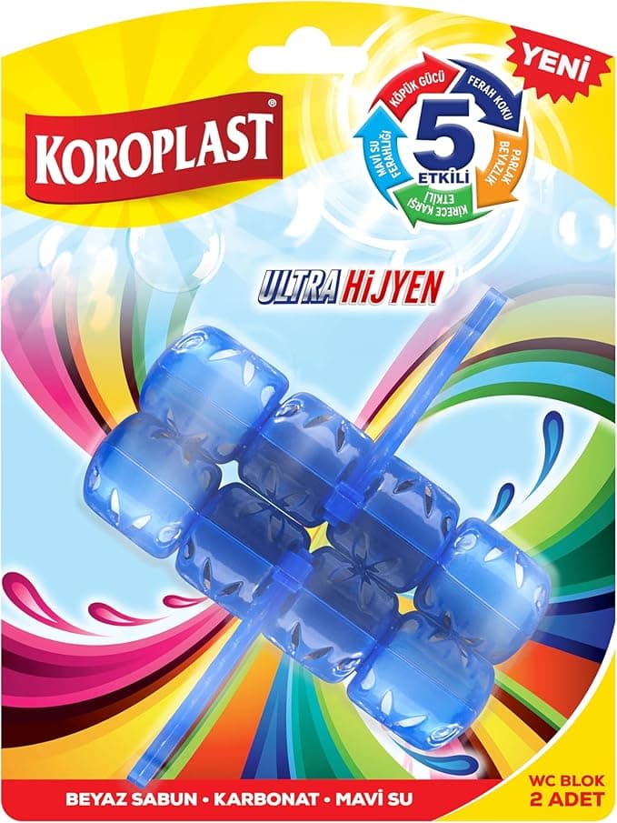 Koroplast 5 Etkili WC Blok 2'li Katı Tuvalet Bloğu Beyaz Sabun Kokulu