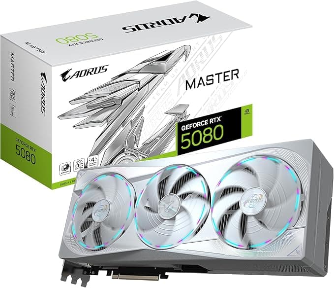 GIGABYTE GeForce RTX™ 5080 AORUS MASTER ICE 16G 3 Fanlı MAX-Covered Soğutmalı RGB Fusion Gaming Ekran Kartı – GV-N5080AORUSM ICE-16GD